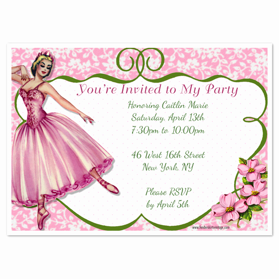 Ballerina Invitation Template Free Lovely Vintage Ballerina Party Invitations &amp; Cards On Pingg