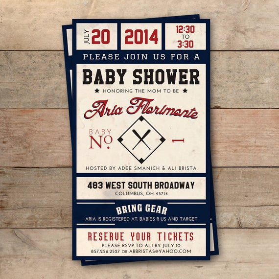 Baseball Invitation Template Free Beautiful Vintage Baseball Ticket Baby Shower Invitation Personalized
