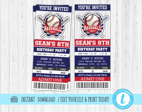 Baseball Ticket Invitation Template Free Luxury Baseball Birthday Invitation Baseball Ticket Invitation