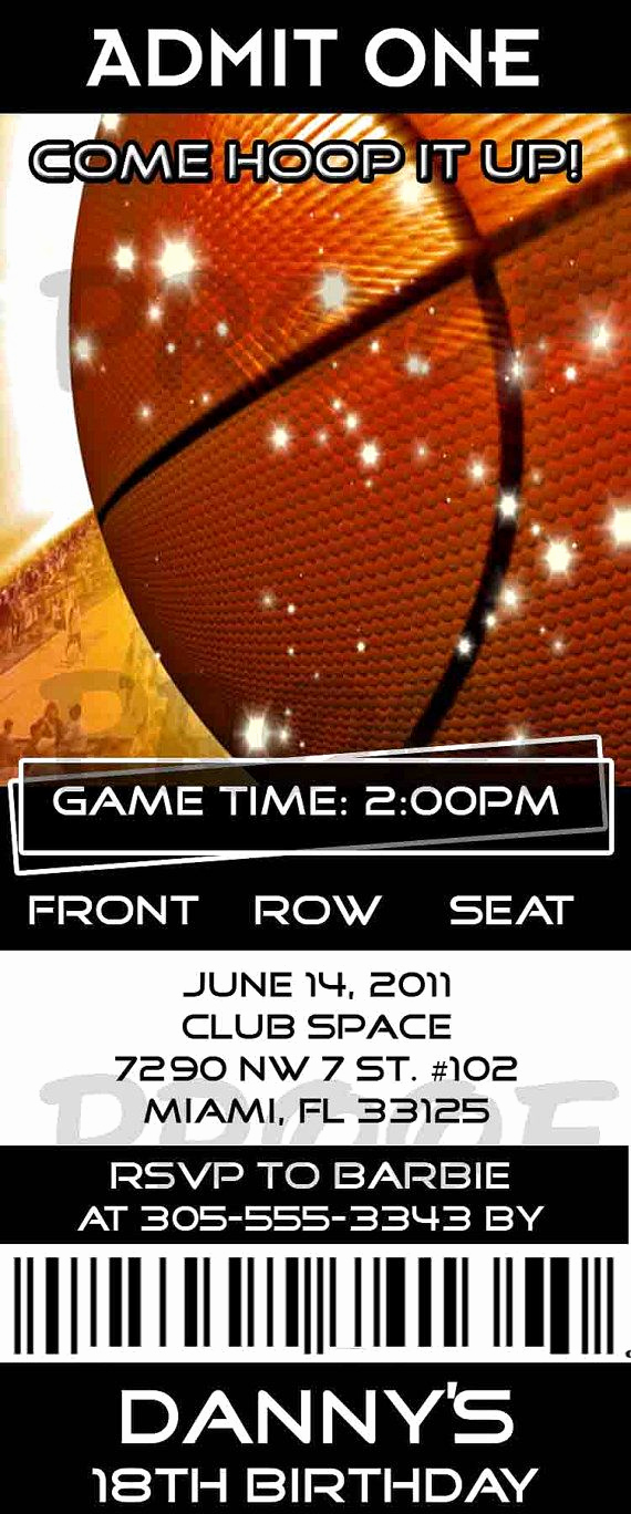 Basketball Ticket Invitation Template Elegant Birthday Basketball Sports Ticket by Creationsbyveronica