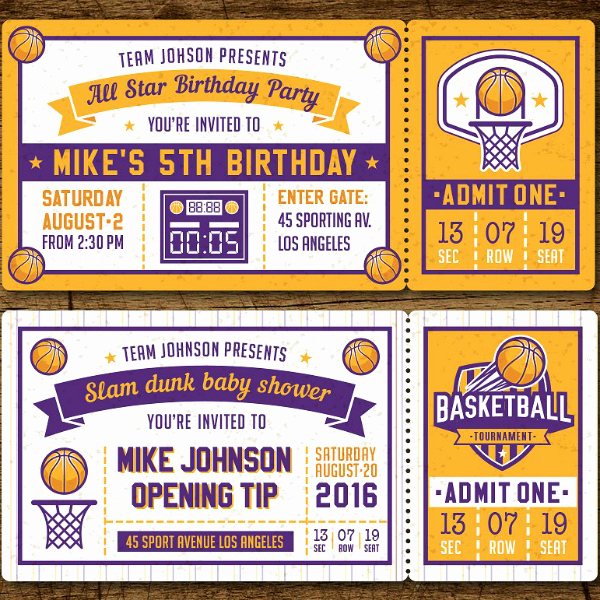 Basketball Ticket Invitation Template Free Best Of 13 Basketball Ticket Invitation Card Designs &amp; Templates