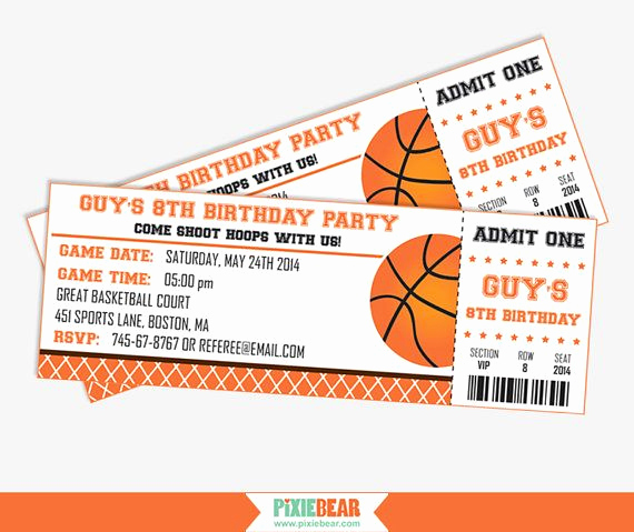 Basketball Ticket Invitation Template Free Best Of Basketball Party Invitation Basketball Birthday