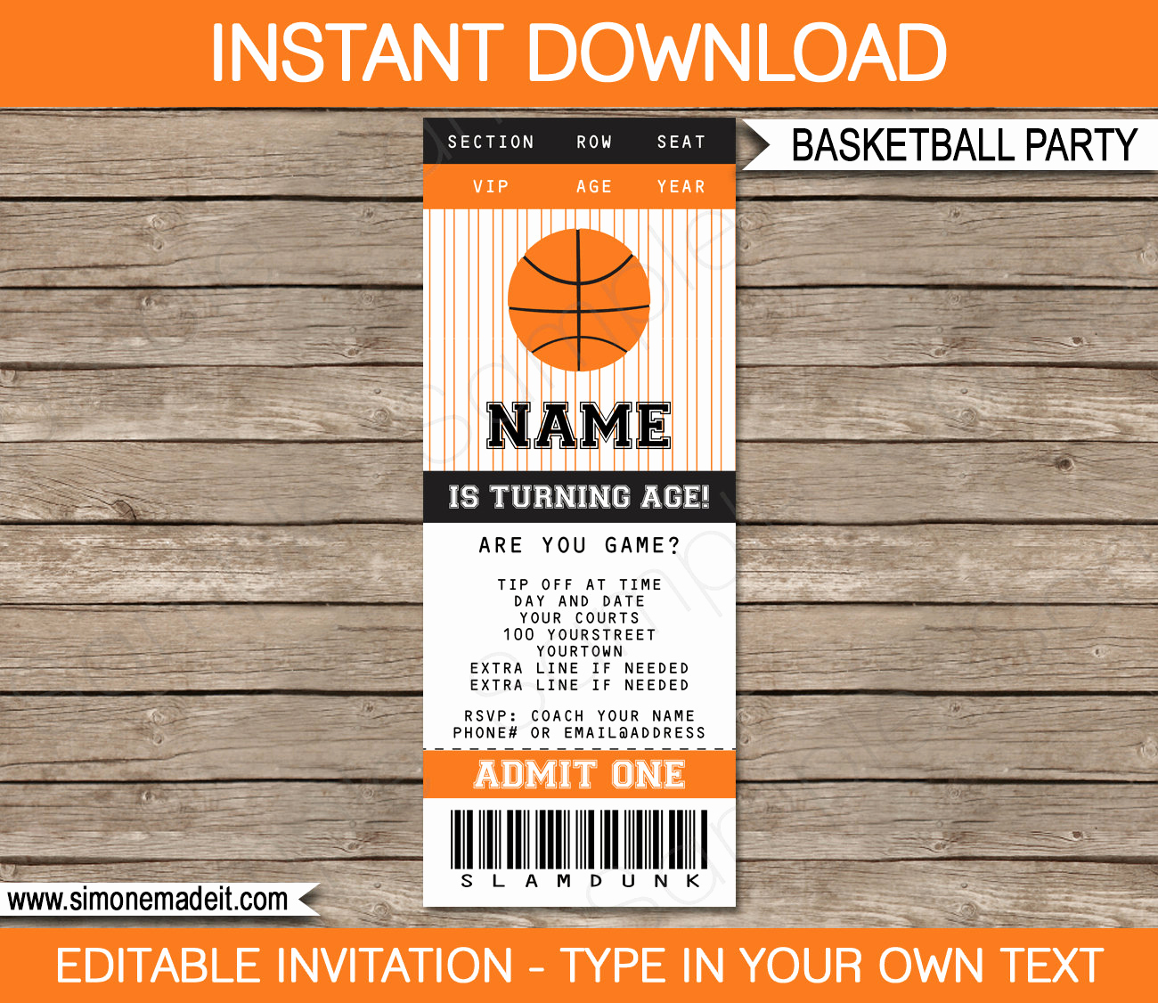 Basketball Ticket Invitation Template Free Unique Basketball Ticket Invitation Template Birthday Party