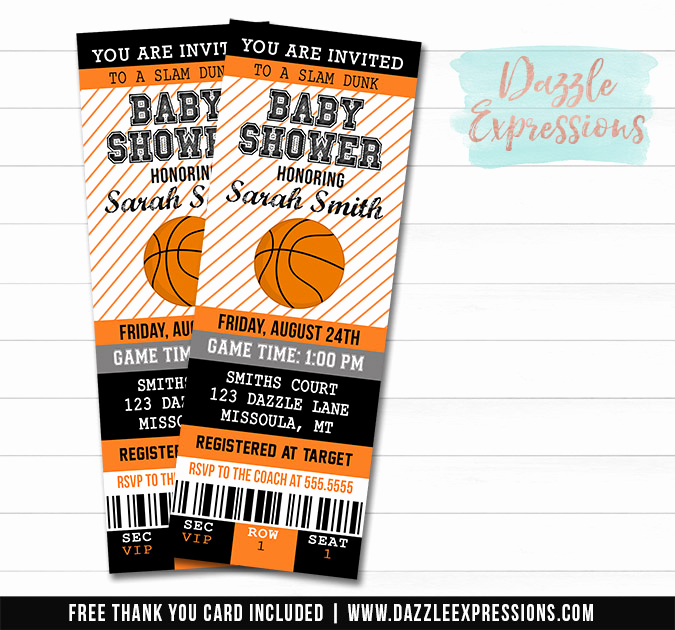 Basketball Ticket Invitation Template Free Unique Printable Diy Baby Shower Invitations by Dazzle Expressions