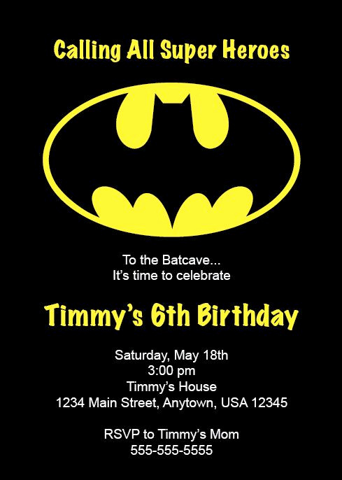Batman Birthday Invitation Templates Inspirational Kid S Birthday Party Invitation Batman by