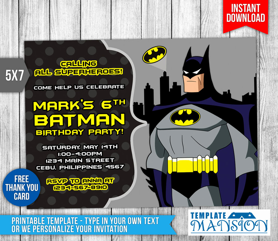 Batman Birthday Invitation Templates Lovely Batman Invitation Batman Birthday Invitation Psd by