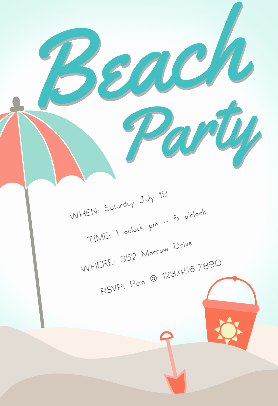 Beach Party Invitation Template Unique Sandcastle Pool Party Invitation Template Free