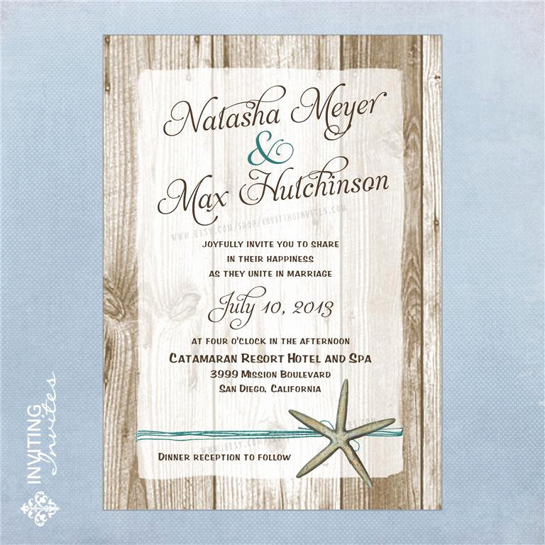 Beach Wedding Invitation Wording Luxury Starfish Wedding Invitation Destination Beach by