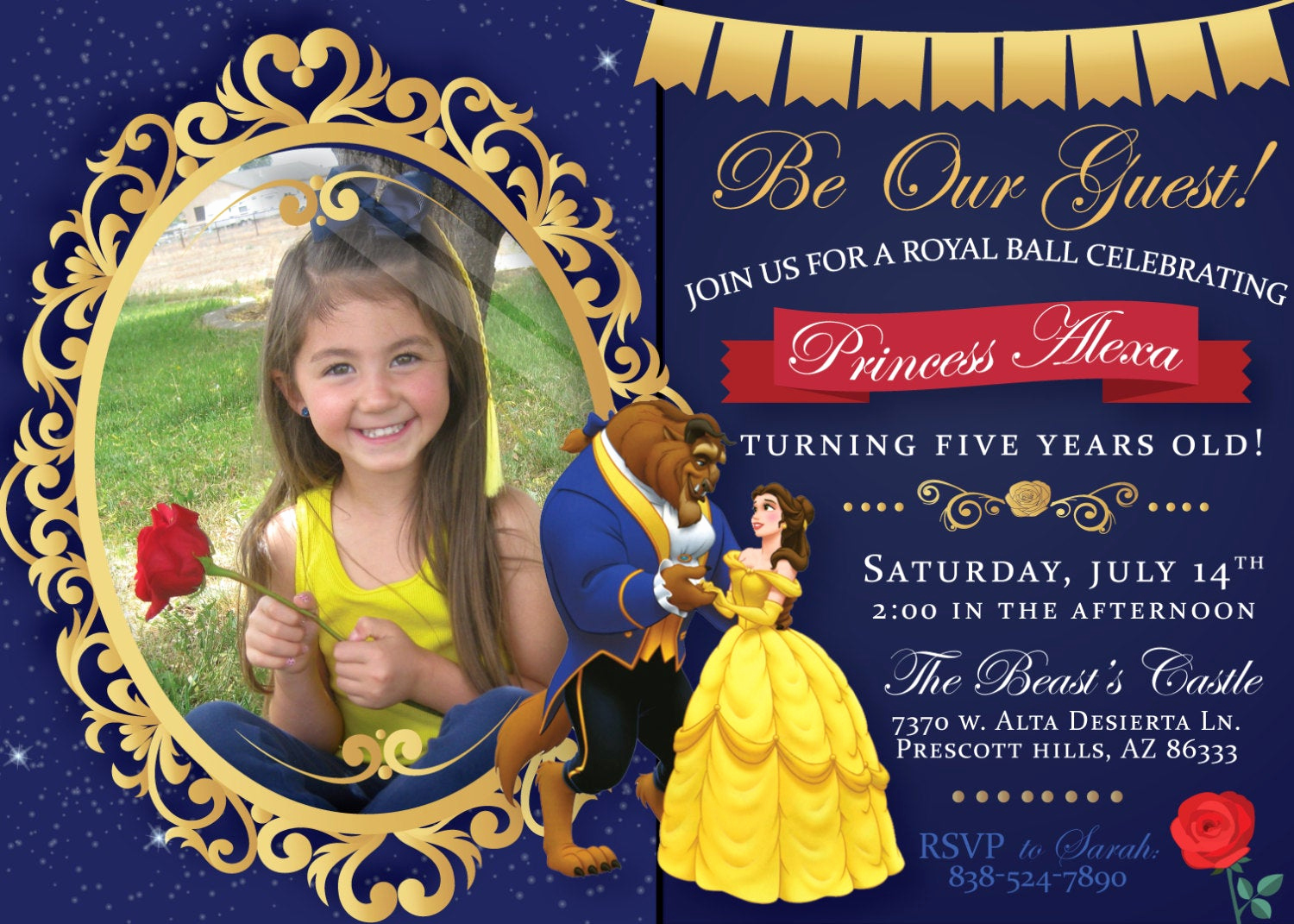 Beauty and the Beast Invitation Awesome Beauty and the Beast Birthday Party Printable Invitation
