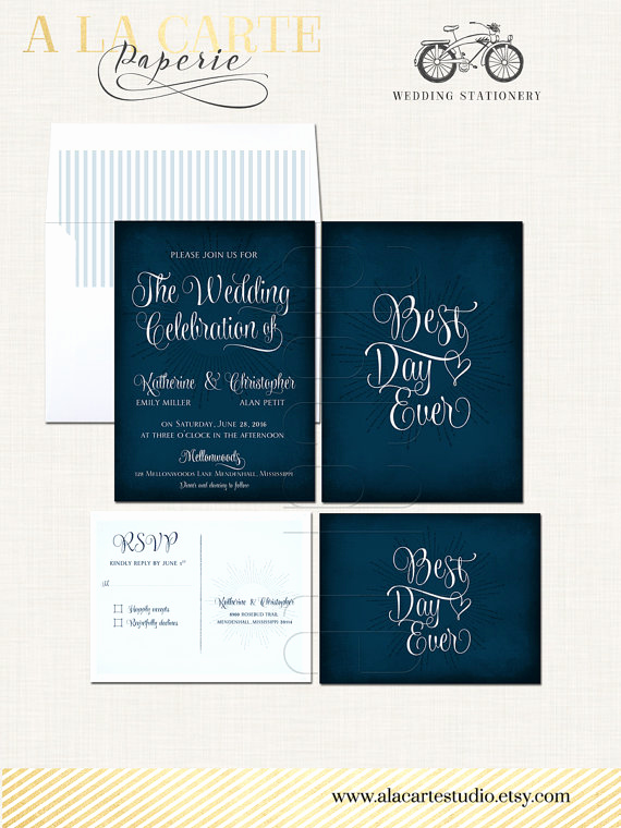 Best Wedding Invitation Cards Designs Inspirational Best Day Ever Navy Chalkboard Wedding Invitation Card and
