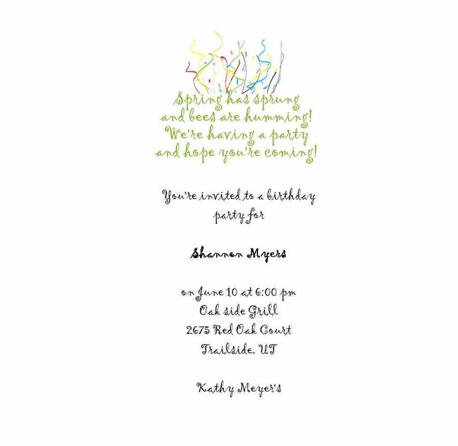 Birthday Invitation Message for Adults Best Of Birthday Free Suggested Wording by theme