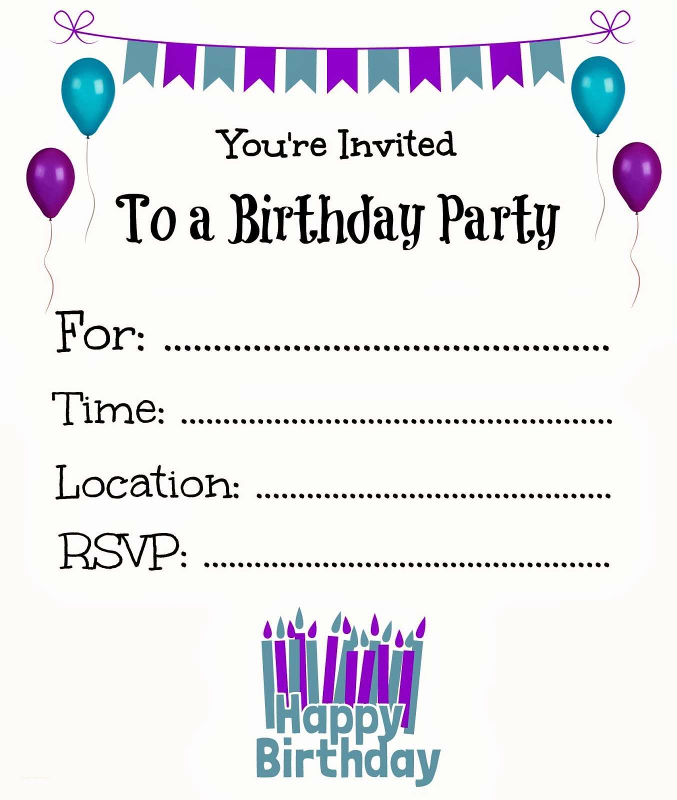 Birthday Invitation Template Word Elegant New Free Line Printable Birthday Party Invitations