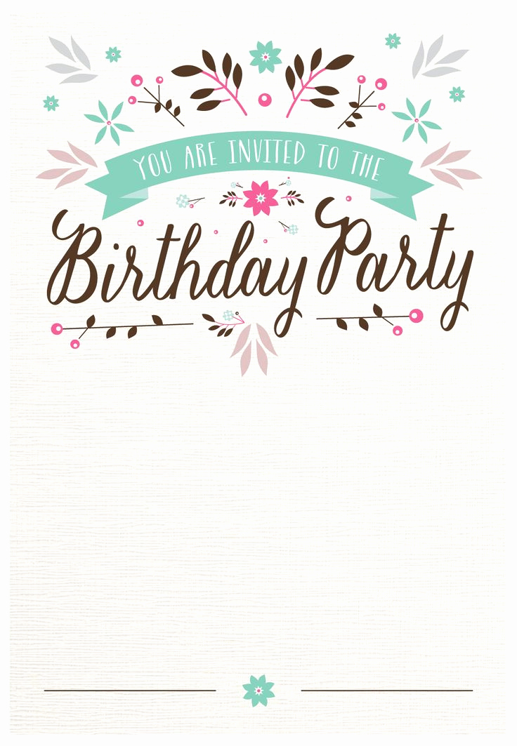 Birthday Party Invitation Ideas Inspirational Flat Floral Free Printable Birthday Invitation Template