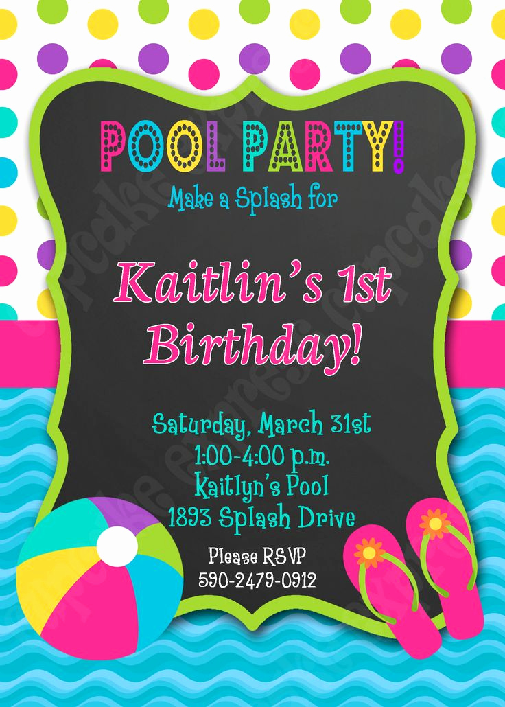 Birthday Party Invitation Ideas New Pool Party Birthday Printable Invitation Swimming Party
