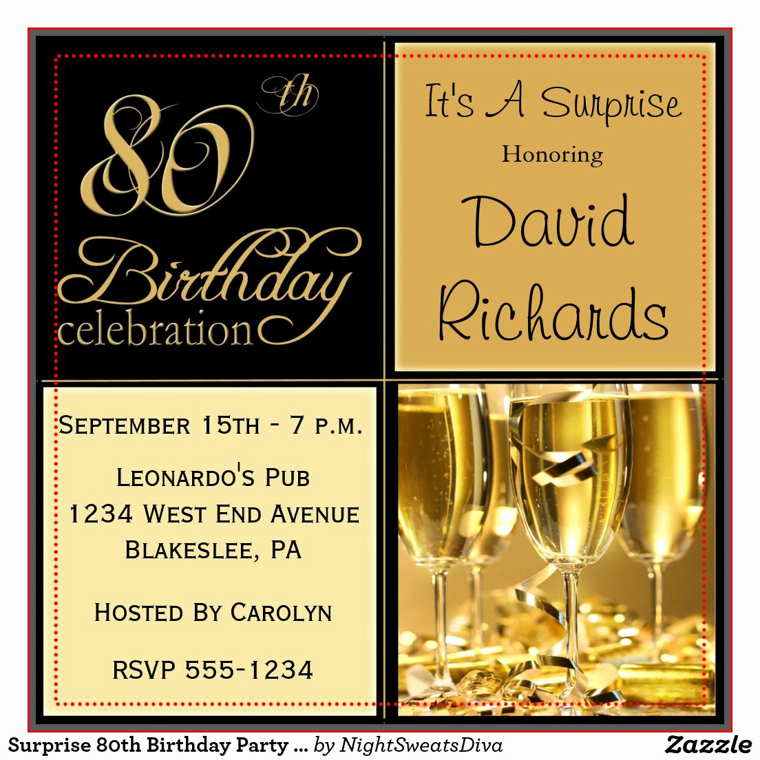 Birthday Party Invitation Template Luxury 15 Sample 80th Birthday Invitations Templates Ideas
