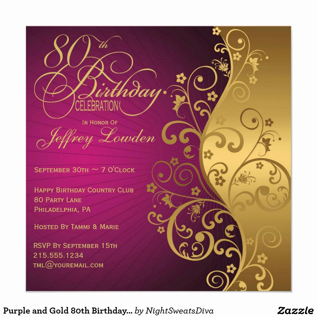 Birthday Party Invitation Template New 15 Sample 80th Birthday Invitations Templates Ideas