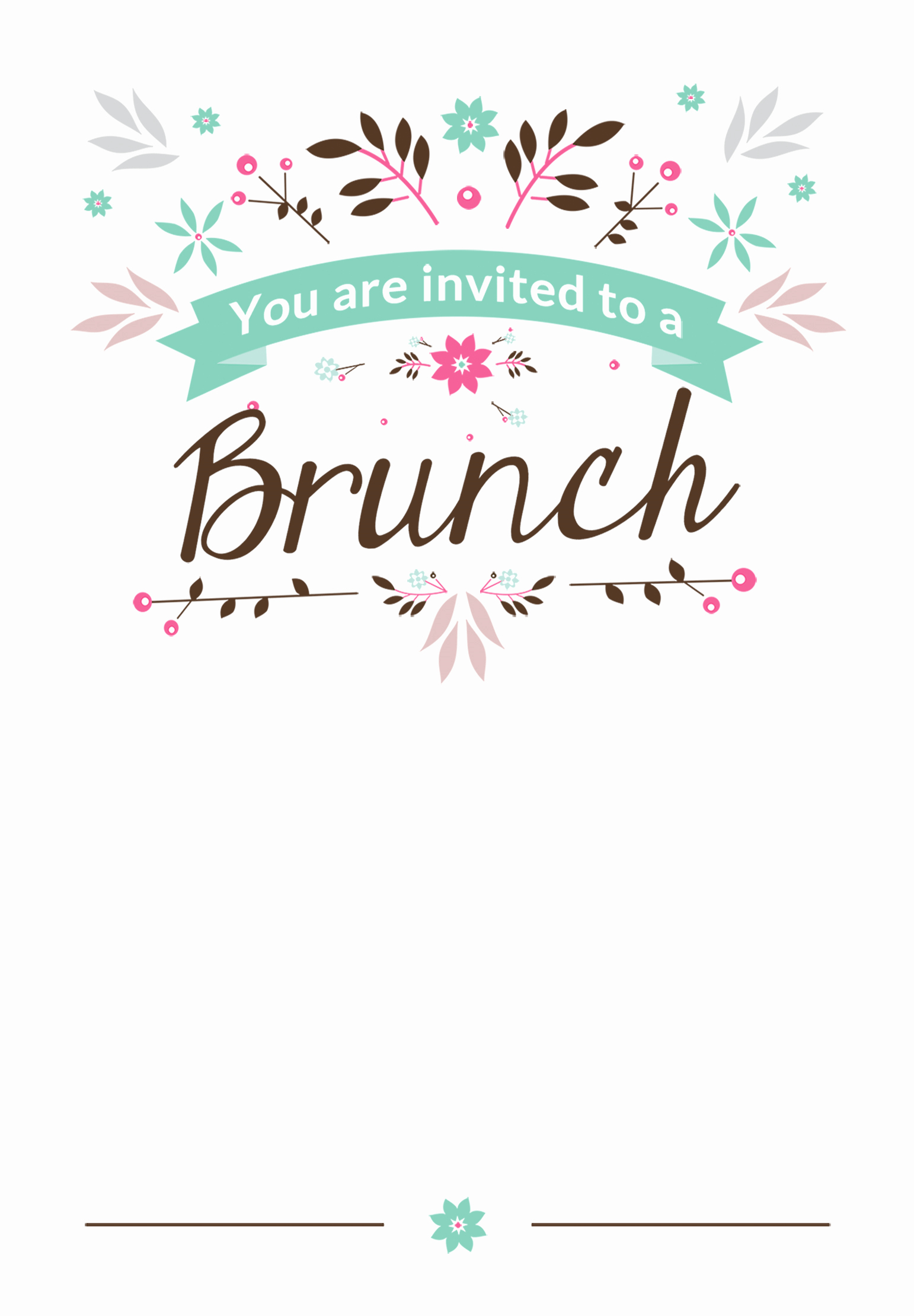 Birthday Party Invitation Templates Lovely Flat Floral Free Printable Brunch Invitation Template