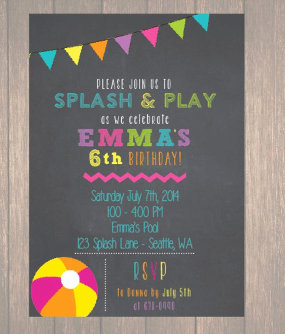 Birthday Pool Party Invitation Wording Fresh Pool Birthday Party Pool Party Birthday by thegoprints