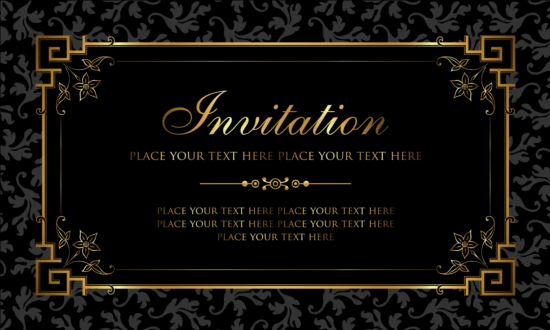 Black and Gold Invitation Awesome Black and Gold Vintage Style Invitation Card Vector 02