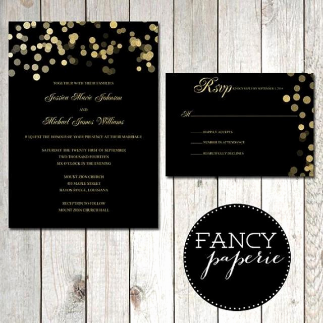 Black and Gold Invitation Beautiful Black and Gold Glitter Wedding Invitations &amp; Rsvp Cards