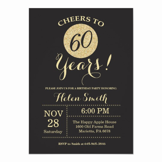 Black and Gold Invitation Best Of 60th Birthday Invitation Black and Gold Glitter
