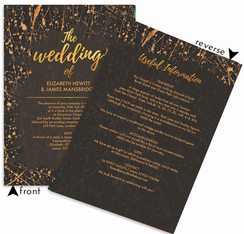 Black and Gold Invitation Lovely Black &amp; Gold Abstract Wedding Invitation From £1 00 Each