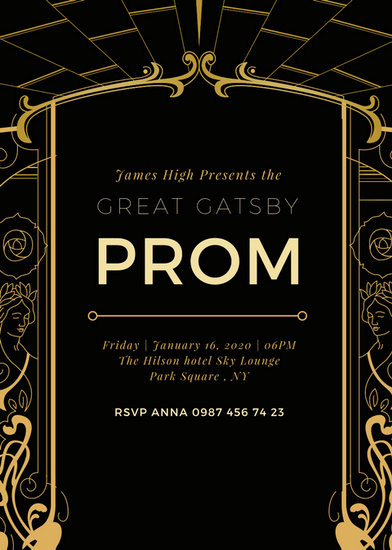 Black and Gold Invitation Template Fresh Customize 204 Great Gatsby Invitation Templates Online