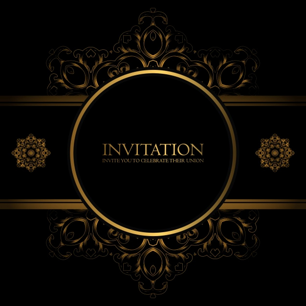 Black and Gold Invitation Template Inspirational Golden ornamental Invitation Template Vector
