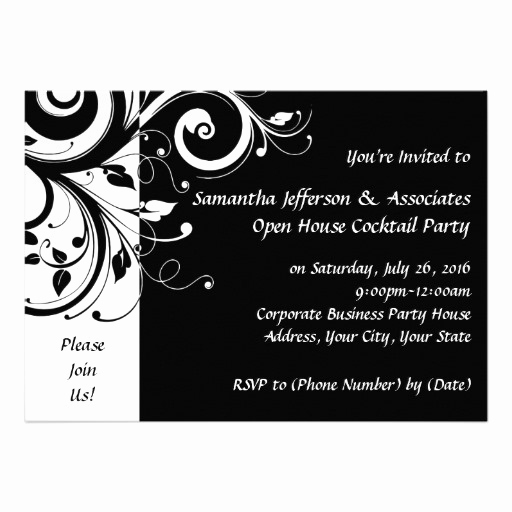 Black and White Invitation Fresh Black and White Swirl Corporate Party Invitation 5&quot; X 7