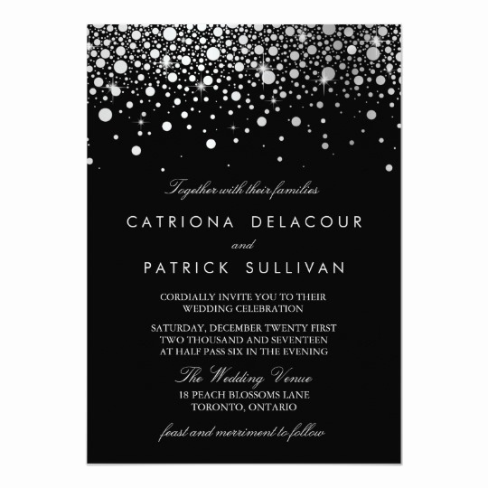 Black and White Invitation Fresh Faux Silver Foil Confetti Black and White Wedding Card