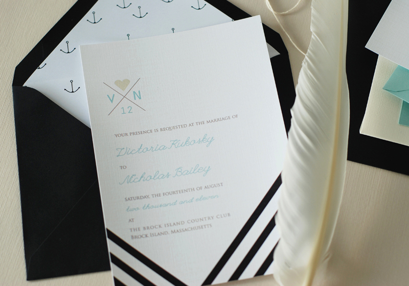 Black and White Wedding Invitation Beautiful Modern Nautical Black White Wedding Invitations