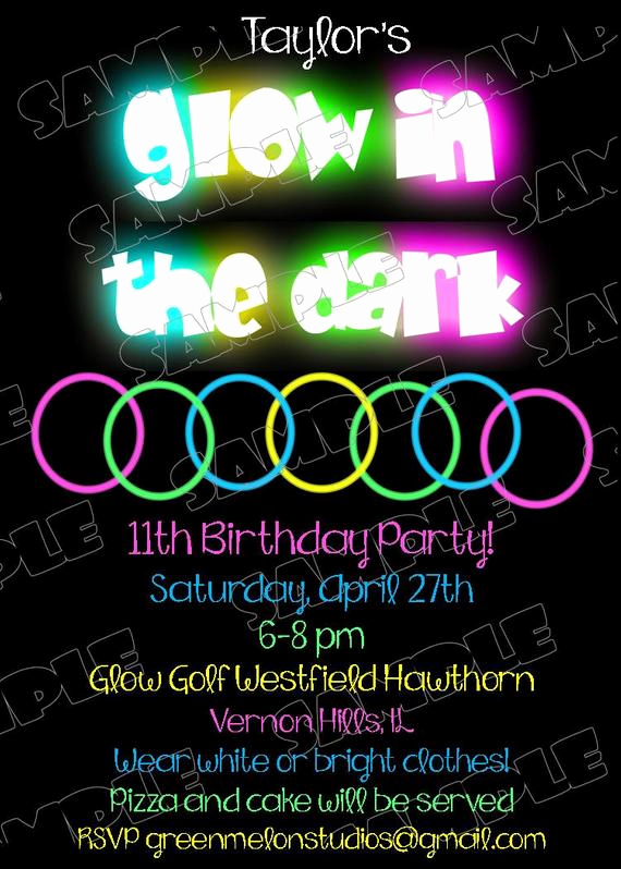 Black Light Party Invitation Templates New Glow In the Dark Invitations Glow Party by Greenmelonstudios