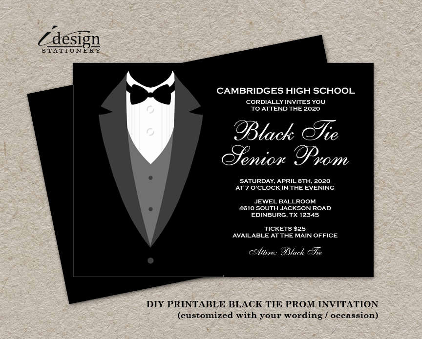 Black Tie event Invitation Best Of Black Tie Affair Prom Invitations formal Diy Printable