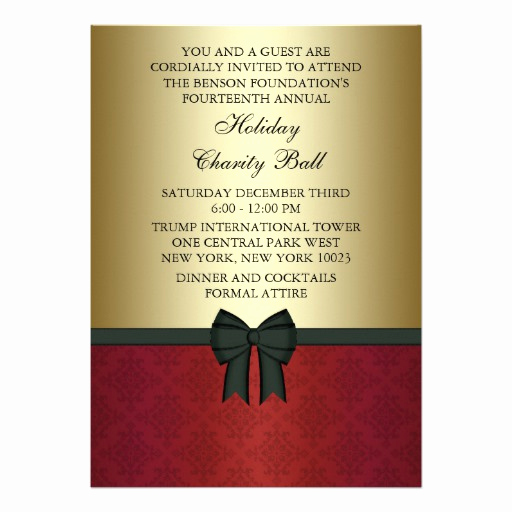 Black Tie event Invitation New Red Damask Gold Black Tie Corporate Party 5x7 Paper