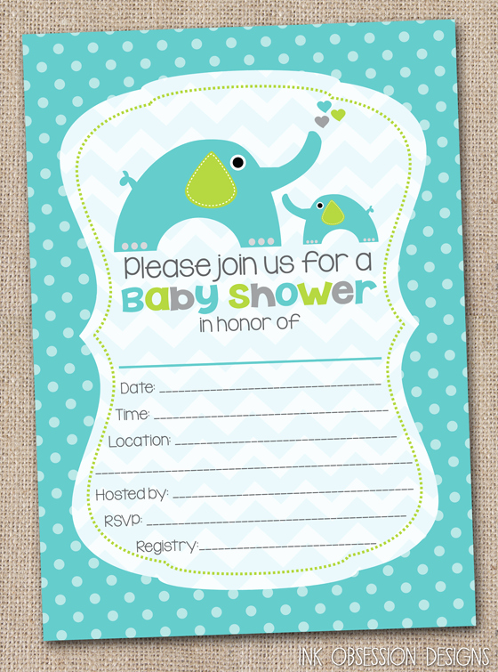 Blank Baby Shower Invitation Template Lovely Ink Obsession Designs Fill In the Blank Elephant Baby