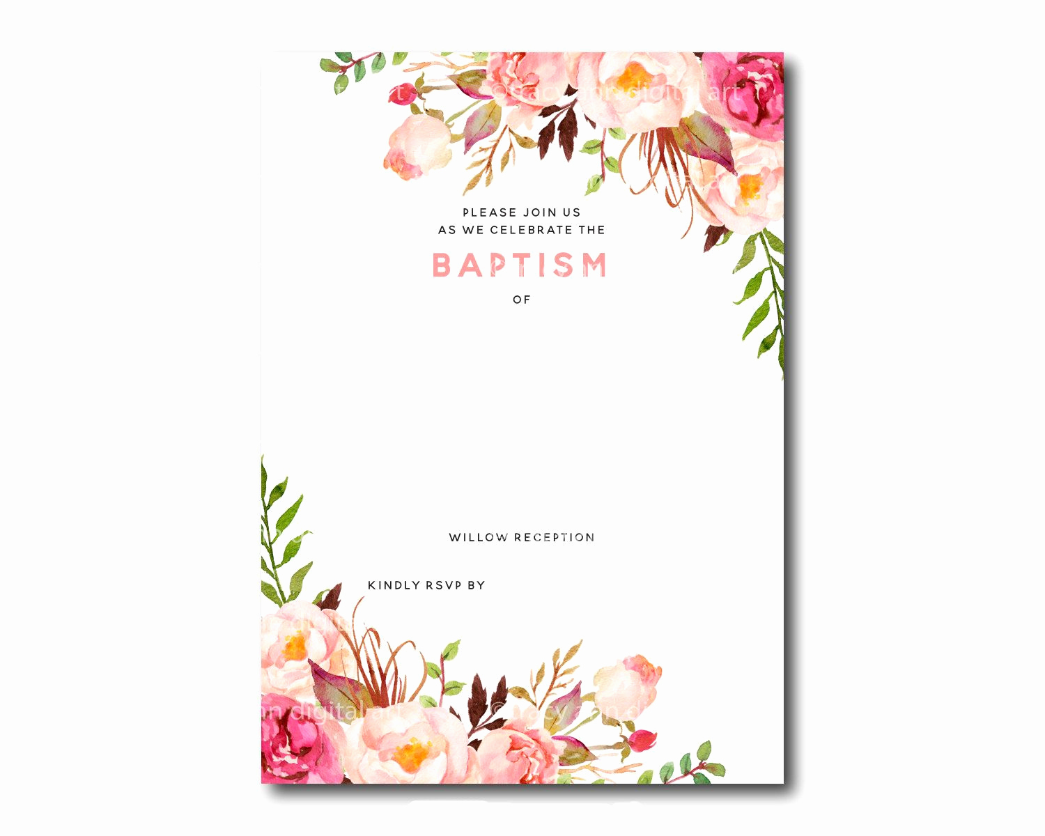Blank Invitation Templates Free Download Lovely Awesome Free Template Free Printable Baptism Floral