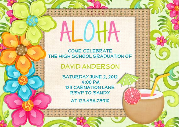 Blank Luau Invitation Borders New Luau Birthday Invitation Sweet 16 Tropical Hawaiian Hula Party