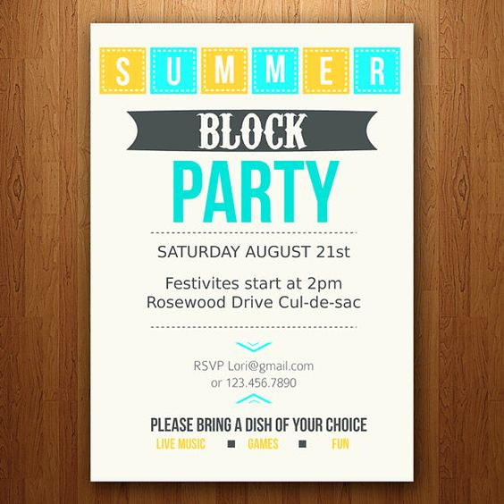 Block Party Invitation Template Free Lovely Block Party Party Invitations and Invitations On Pinterest