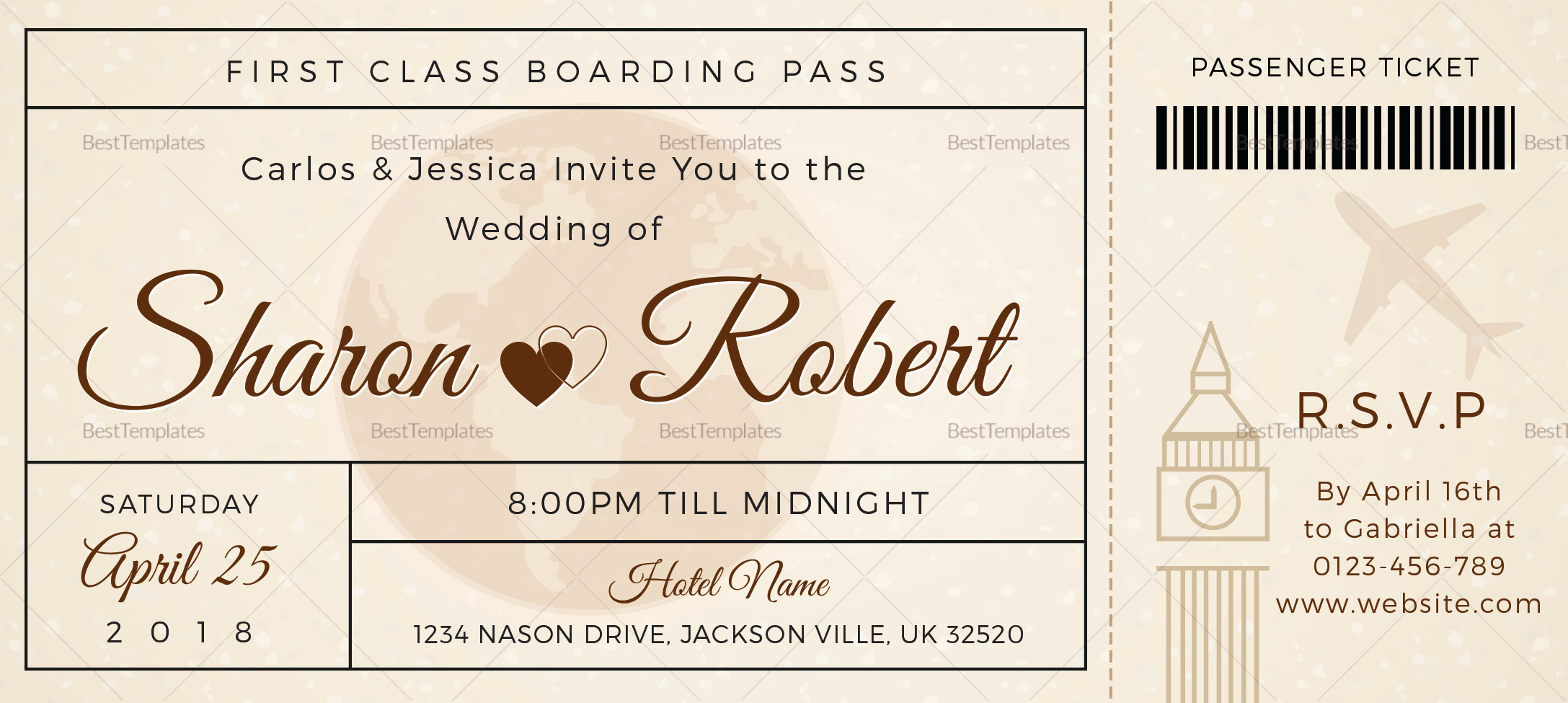 Boarding Pass Invitation Template Free Fresh Wedding Boarding Pass Invitation Ticket Design Template In