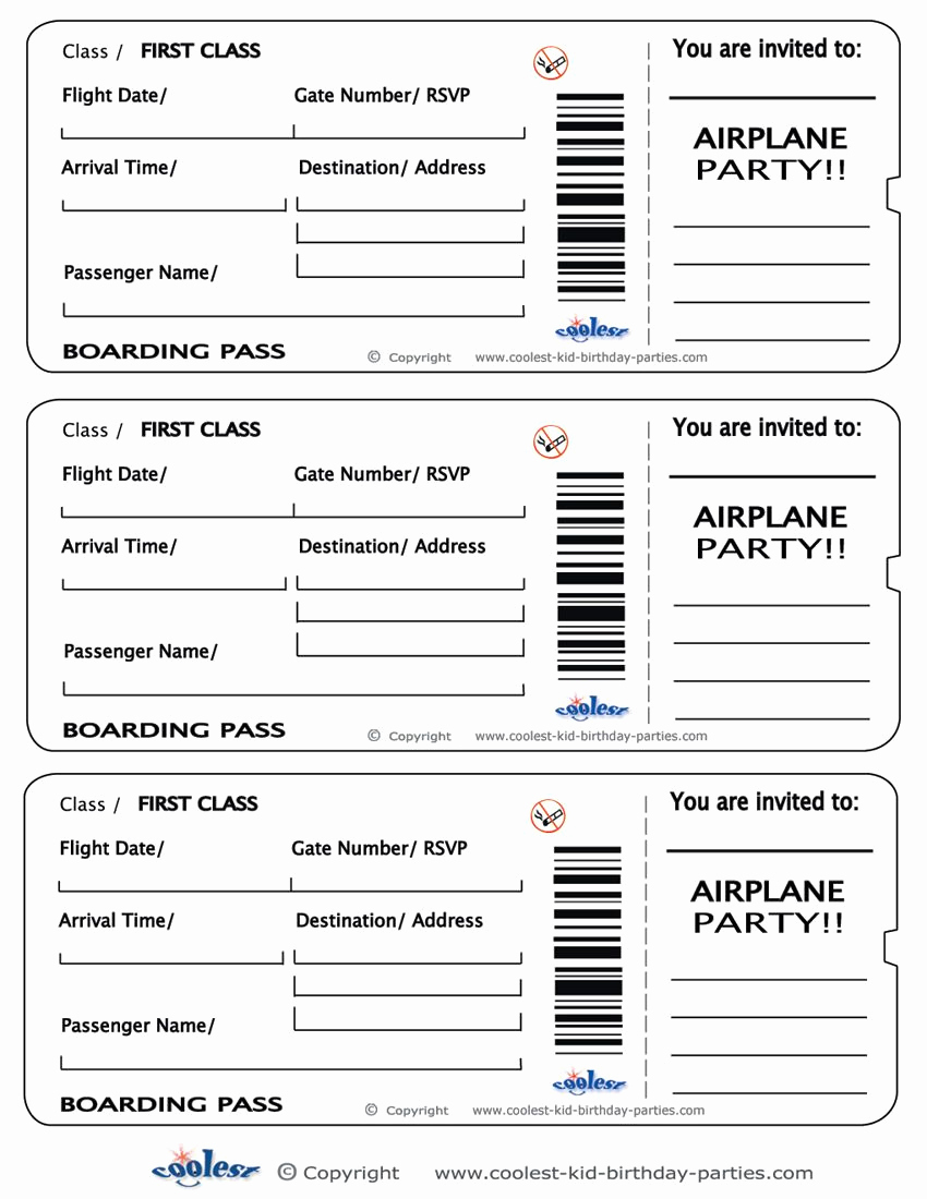 Boarding Pass Invitation Template Free Luxury Printable Airplane Boarding Pass Invitations Coolest