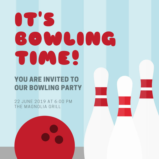 Bowling Invitation Template Free Inspirational Blue Stripes Bowling Party Invitation Templates by Canva