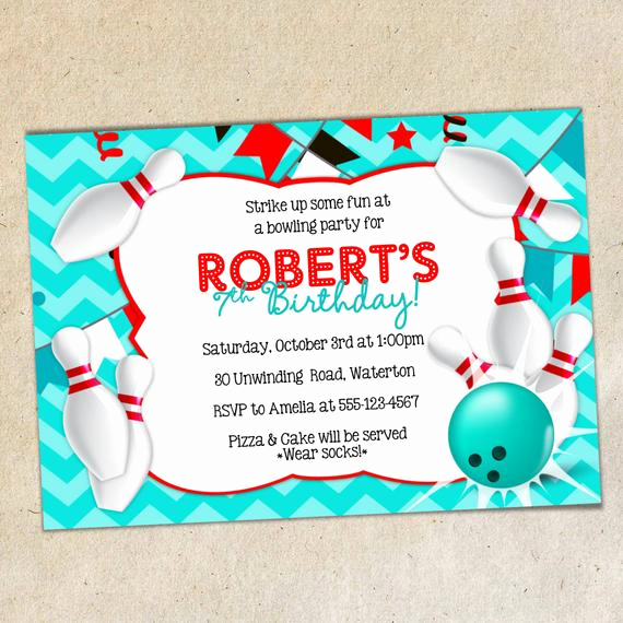 Bowling Party Invitation Template Awesome Bowling Party Invitation Template Chevron Background Bowling