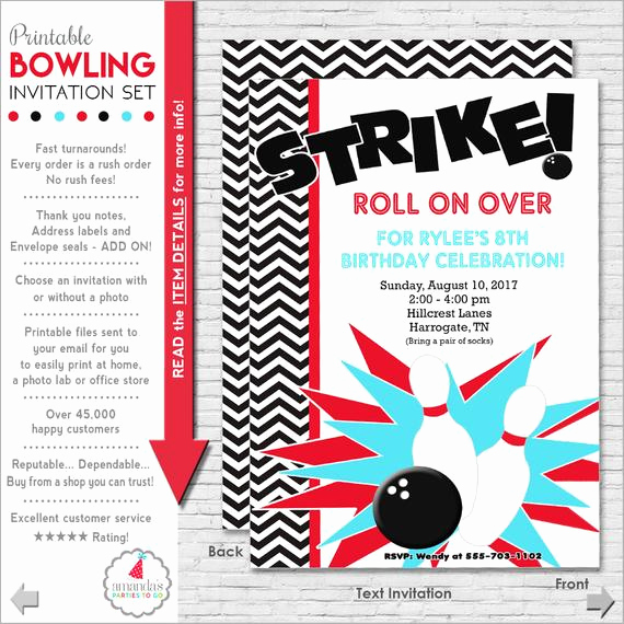 Bowling Party Invitation Template Beautiful Bowling Party Invitation Bowling Birthday Invitation