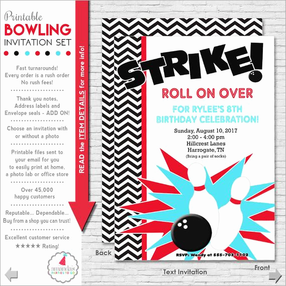 Bowling Party Invitation Template Free Best Of Bowling Party Invitation Bowling Birthday Invitation