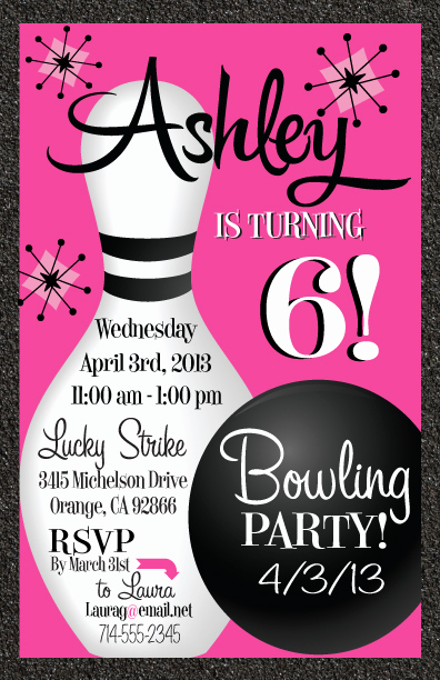 free printable bowling birthday invitations