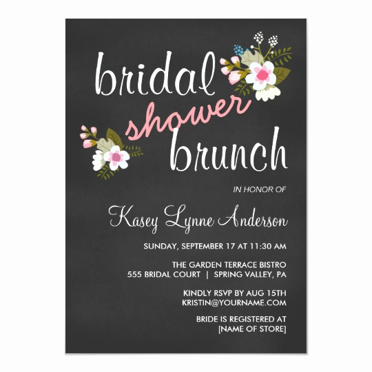 Bridal Shower Brunch Invitation Wording Unique Chalkboard Floral Bridal Shower Brunch Invites