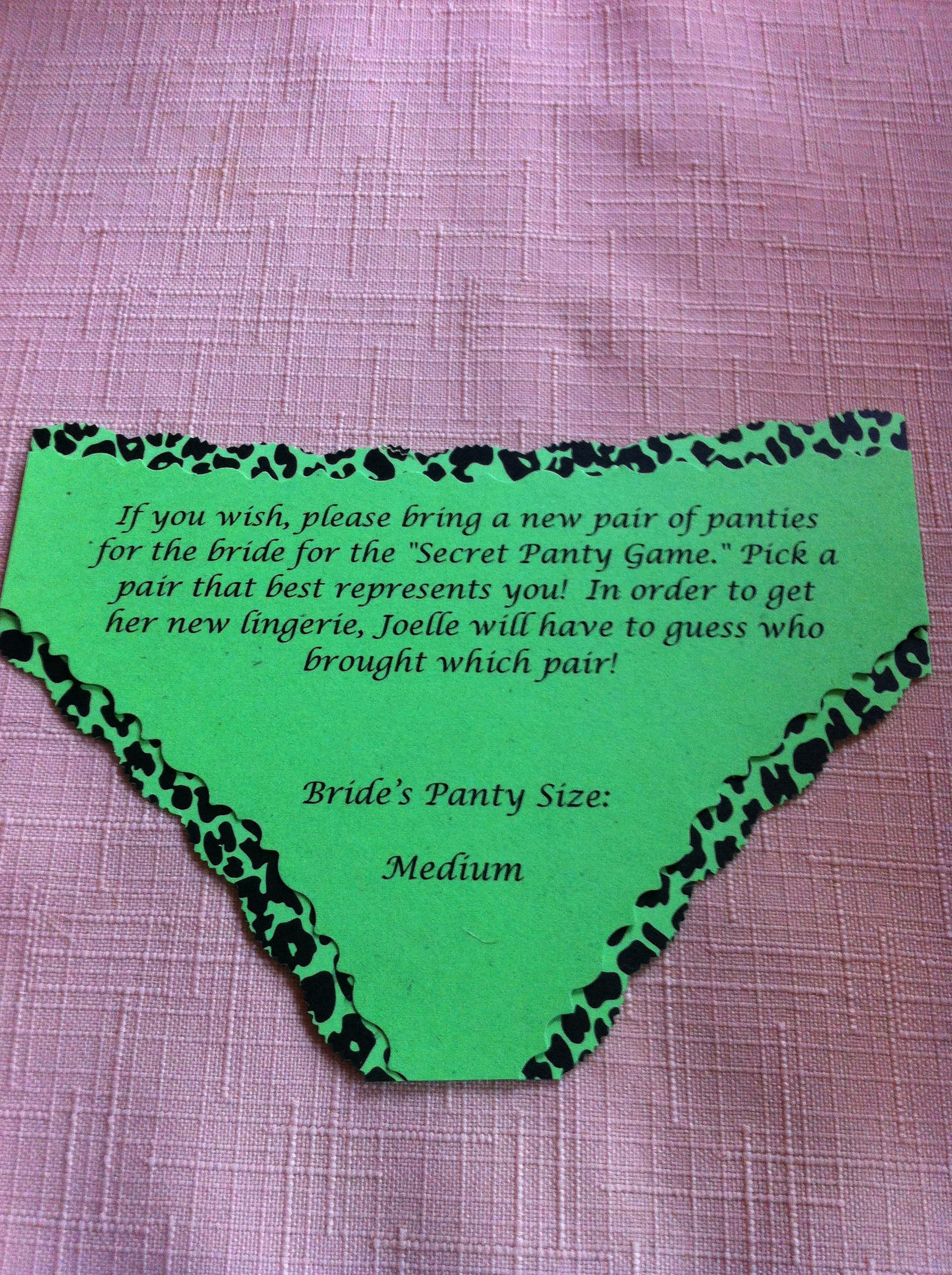 Bridal Shower Invitation Inserts Best Of Invitation Insert for the Panty Game for A Bridal Shower