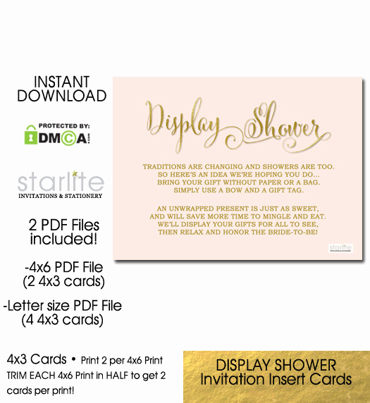 Bridal Shower Invitation Inserts Luxury Display Shower Card Bridal Shower Invitation Insert Card