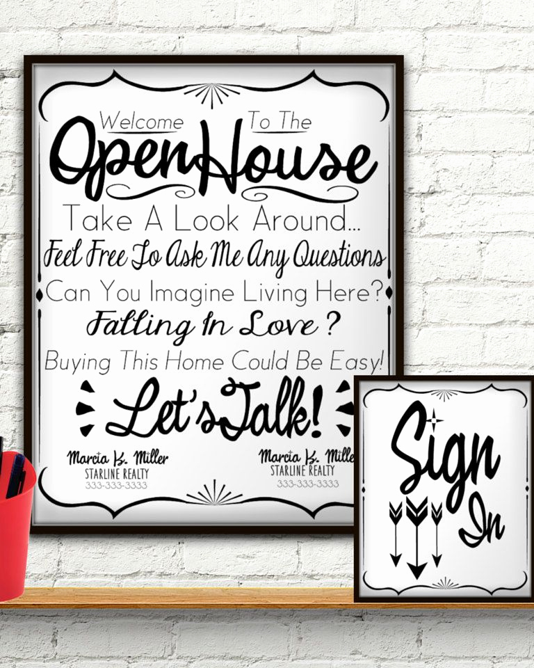 Broker Open House Invitation Elegant Open House Realtor Real Estate Personalized Sign &amp; Sign In
