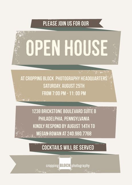 Business Open House Invitation Beautiful Rough Ribbon Corporate event Invitations In ash or Adobe